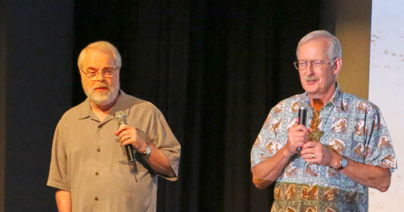 Ron Clements (left) and John Musker (right) talking about Moana.